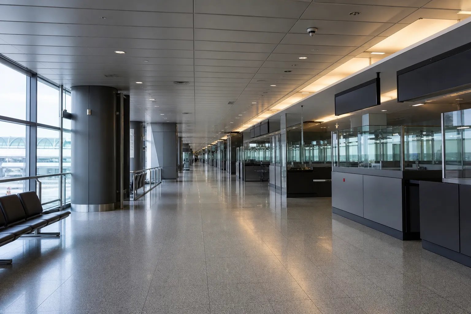 Hall d’aéroport calme, symbole des formalités de transport international