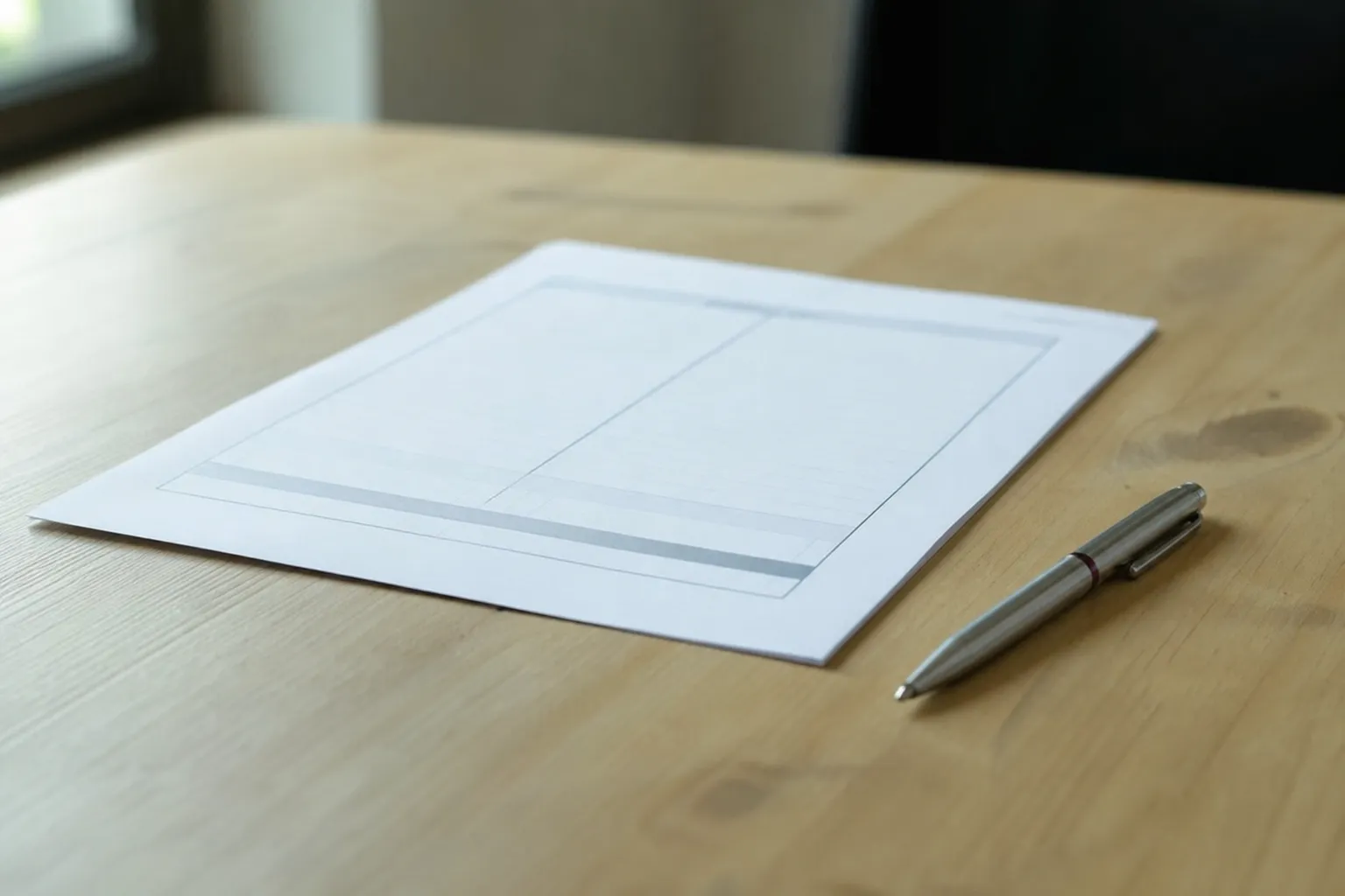 Document de devis posé sur une table avec un stylo, sans visage identifiable